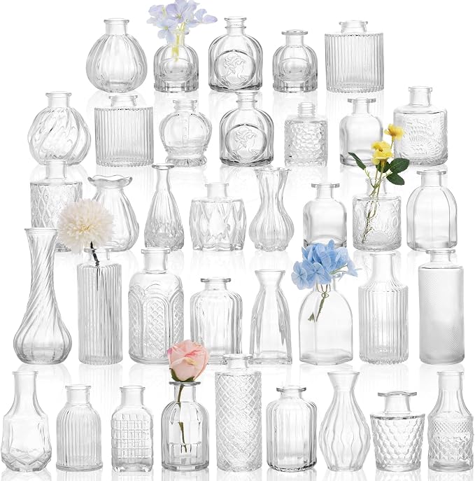 CUCUMI 38pcs Bud Vases for Centerpieces, Decorative Flower Vases for Wedding by CUCUMI
