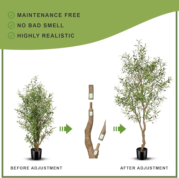 FEELEAD 7ft Faux Olive Tree - Image 8