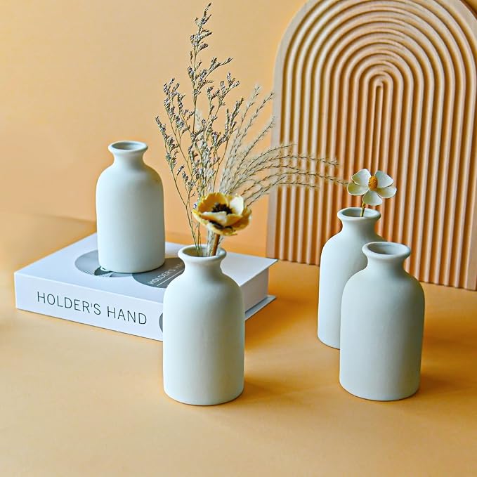 Modern White Small Ceramic Vase Set of 12 - Image 6