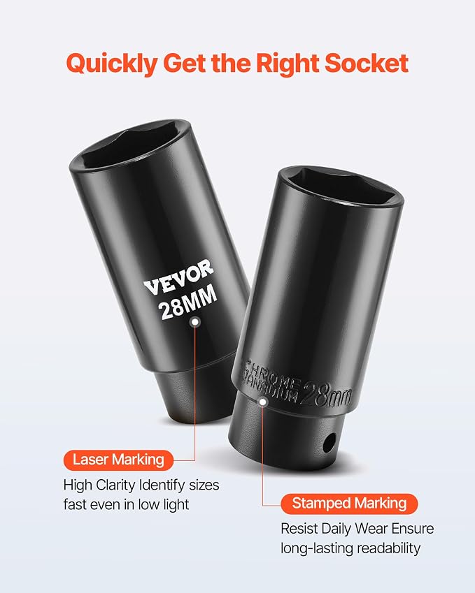 VEVOR 91-Piece 1/2" Drive Impact Socket Set, Deep & Shallow Kit | SAE & Metric - Image 4
