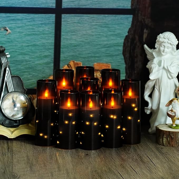 Nimiko Flickering Flameless LED Candles, Acrylic LED Pillar Candles - Image 6