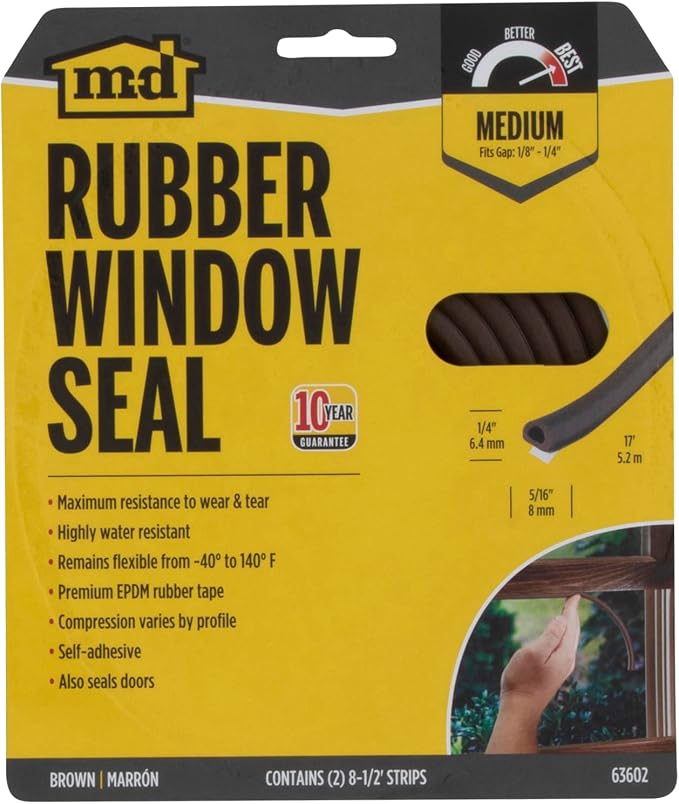 MD Building Rubber Window Seal for Medium Gaps, 17ft | Self-Adhesive Backing - Image 3