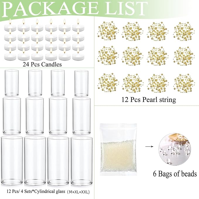 Set of 12 Glass Cylinder Vases for Centerpieces - Image 3