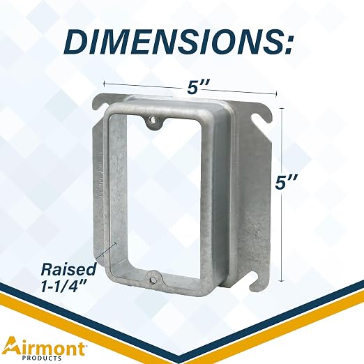 Airmont Products 1-1/4" Raised Mud Rings, Square Device Cover, 1-Gang Outlet - Image 4