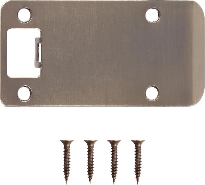Round Corner Extended Lip Strike Plate, 2-1/4" x 4", Antique Brass - Image 2
