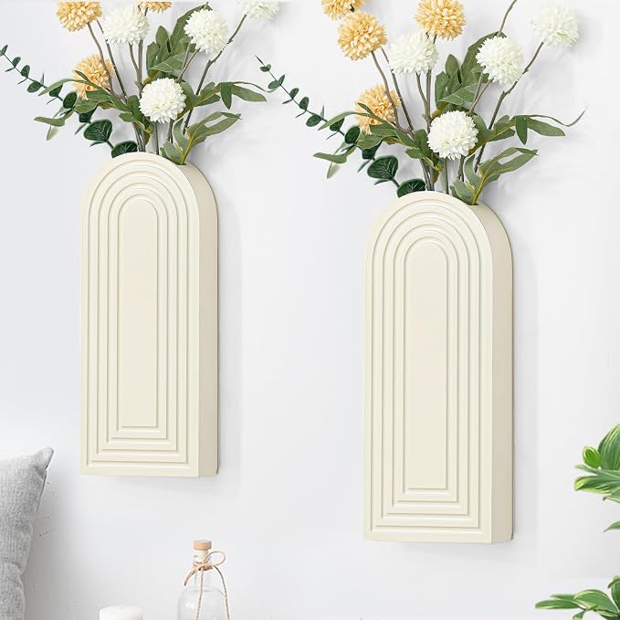 Handmade Wooden Wall Vases Set of 2 by Unknown
