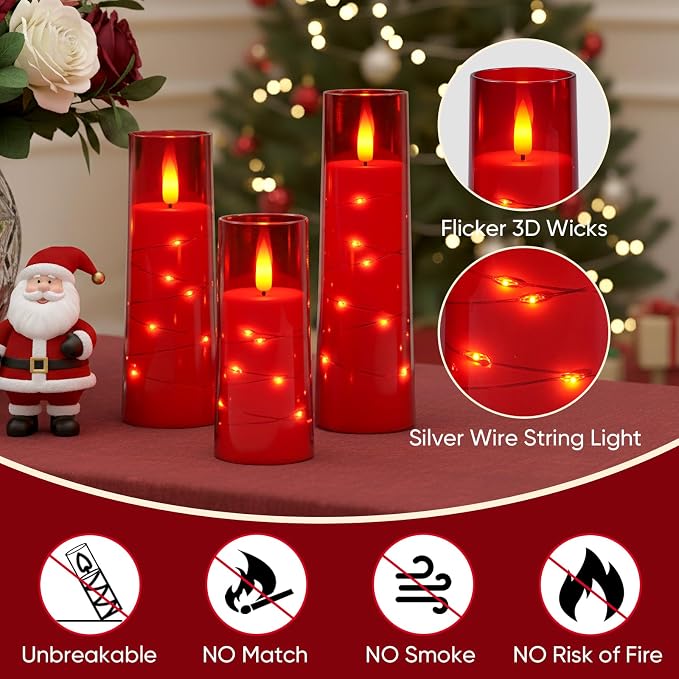 Raycare 9 Pcs Flameless Battery Operated Pillar Candles - Image 8