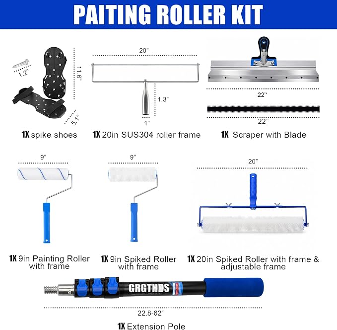Epoxy & Self Leveling Cement Flooring Tool Kit withTelescopic Extension Pole - Image 5