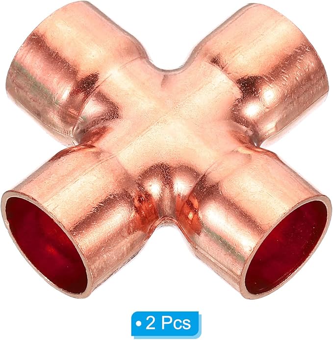 PATIKIL 5/8 Inch ID Copper Union Cross Pipe Fitting, 2 Pack 4 Way Welding - Image 3