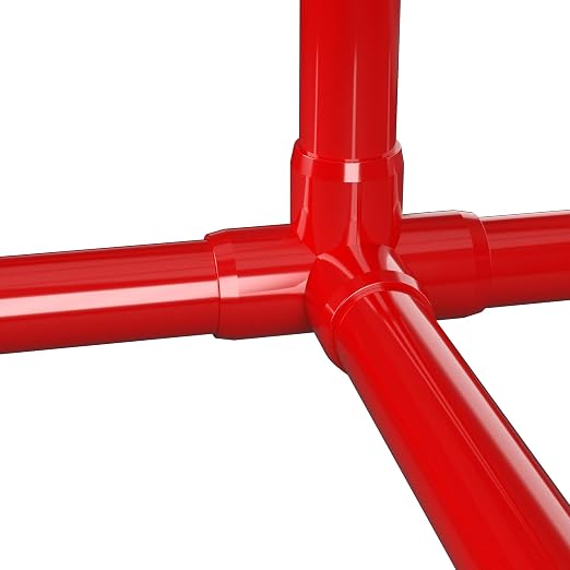 1” 4-Way Tee Furniture Grade PVC Fitting in Red, Made in USA, UV-Resistant - Image 9