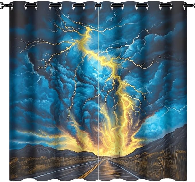 Fantasy Lightning Road Blackout Curtains by StyleYourHomeLoveYourSpace