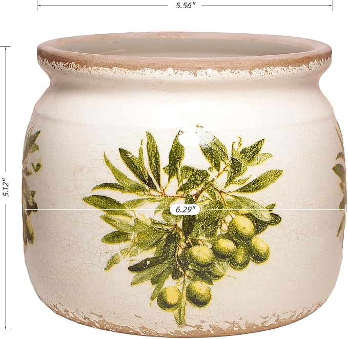 Olive Ceramic Planter, Italian Mediterranean Flower Pot - Image 3