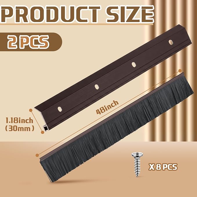 Hushee 2 Pack 48 Inches Brush Door Sweep - Image 2