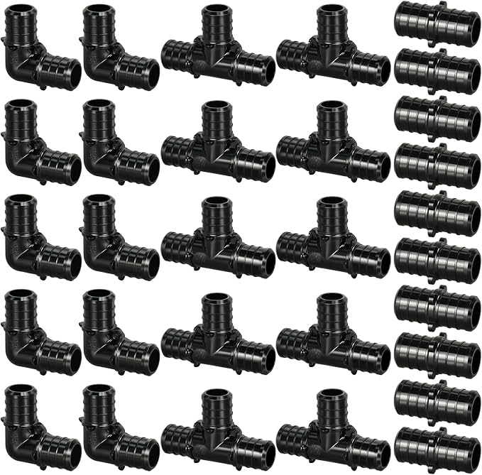30pcs 3/4" Poly PPSU Barb Crimp PEX Fitting Combo, No Lead | 10pcs Each Elbows by Unknown