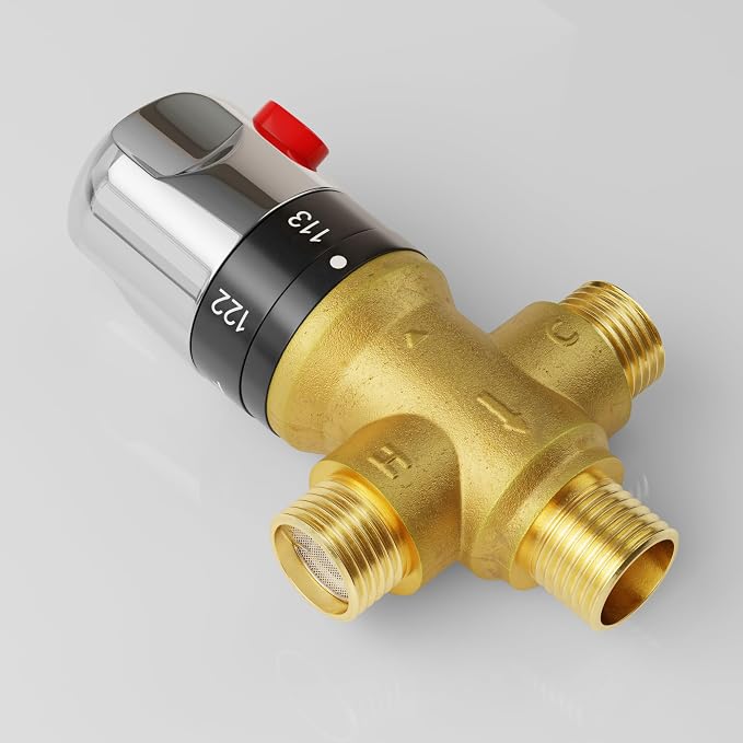 FUGO Thermostatic Mixing Valve, 1/2 NPT Solid Brass Temperature Control Valve - Image 5