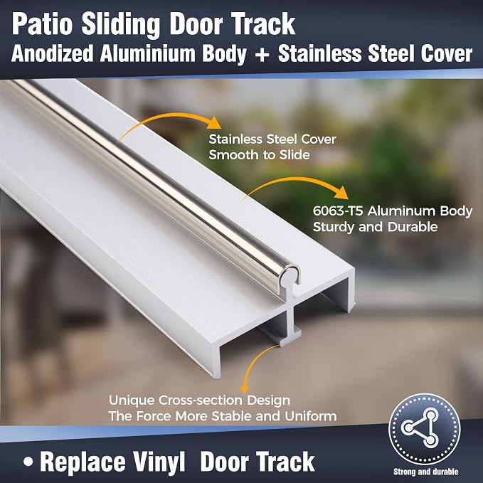 Aluminum Sliding Door Double Panel Track, Paito Glass Sliding Door Replacement - Image 3