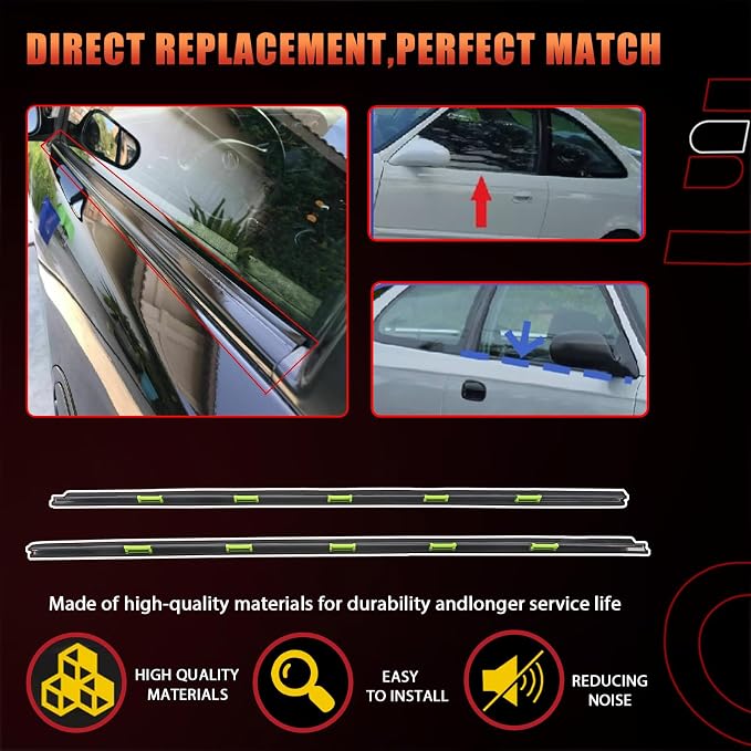 Window Weather Molding Trim, Driver Passenger Side, Glass Seal Strip | Door - Image 4