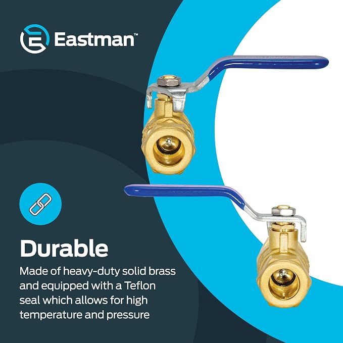 Eastman 1/2 Inch Compression Heavy Duty Full Port Ball Valve, Brass Plumbing - Image 4
