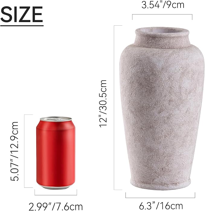 Ceramic Flower Vase, Large Rustic Vase Farmhouse Decorative Tall Vase Floral - Image 2