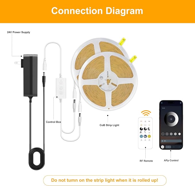 Pandery COB LED Strip Lights Cool White, 24V Dimmable led Light Strip KIT - Image 2