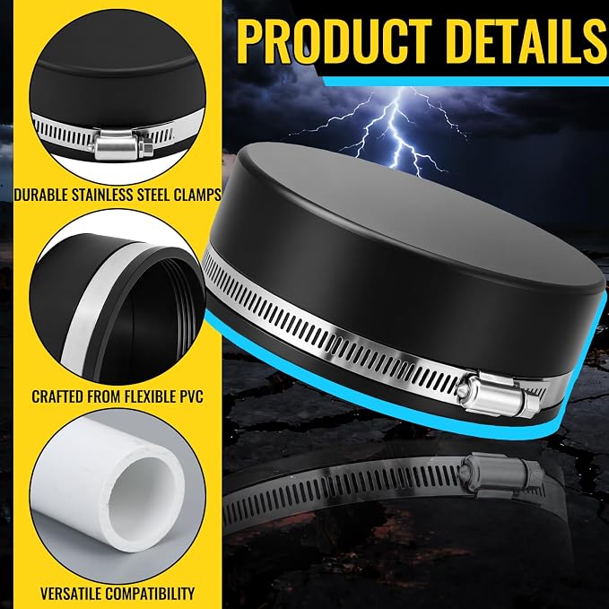 6 Pack 5 Inch Flexible PVC Pipe Cap - Image 3