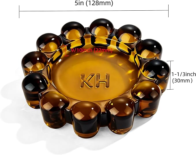 Amber Bubble Glass Candle Dish – Modern Clear Glass Candle Holder - Image 2