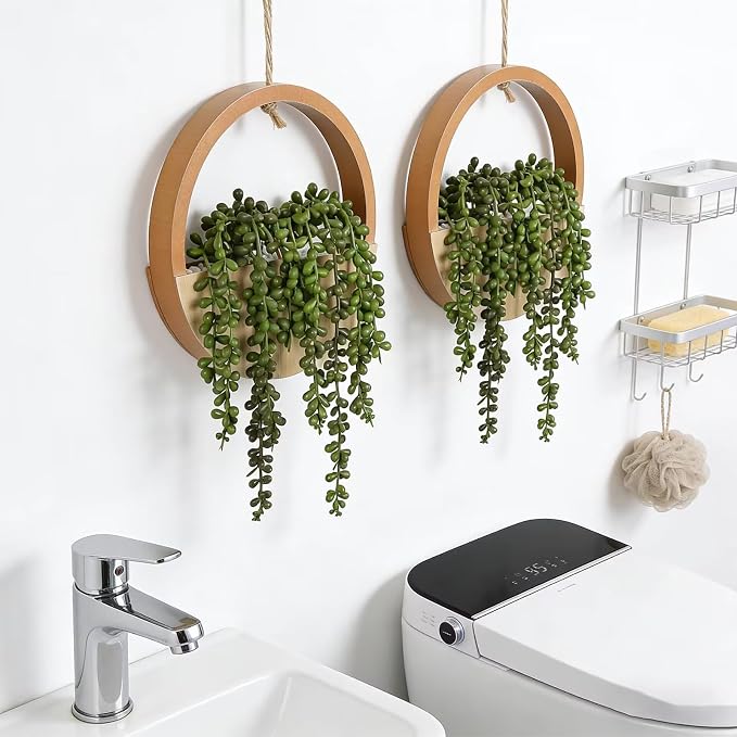 2 Pack Fake Plants Artificial Wall Hanging Succulents Plant | Boho Hanging - Image 2