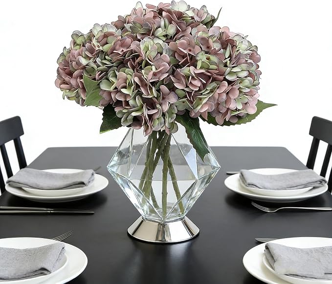 Kimura's Cabin 6pcs Fake Hydrangeas Flowers Vintage Artificial Silk Hydrangea - Image 8