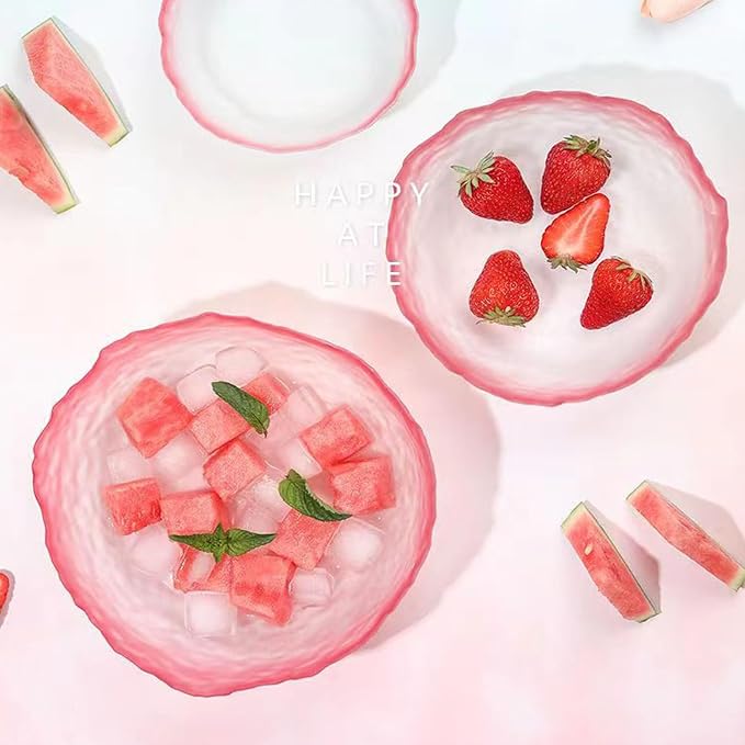 Glass Bowl for Salad Candy Fruit Serving, Decorative Bowl, Dish-Pink 6.5" | - Image 9