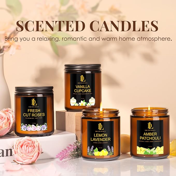 4 Pack Candles for Home Scented, 28 oz Soy Aromatherapy Candle Set, Candle - Image 4