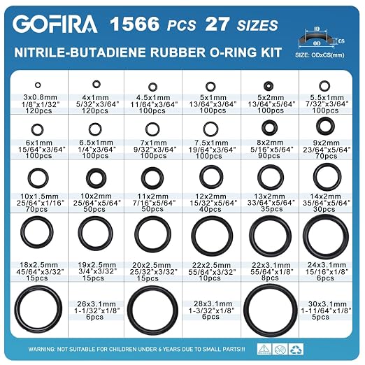 O-Ring O Rings Assortment Kit 1566Pcs 27 Sizes Nitrile Rubber Seals | Storage - Image 2