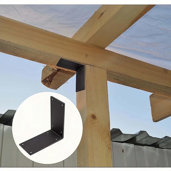 4Packs Heavy Duty Steel Corner Brackets, 90 Degree Angle Post Bracket-6"x 6" - Image 7