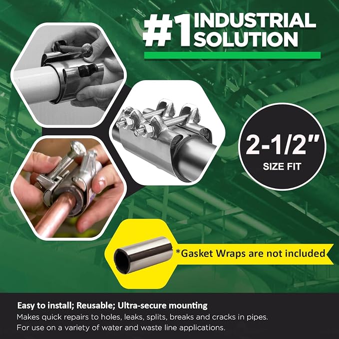 HIGHCRAFT 60250TTSD-5, Single Pipe Repair Clamp 2-1/2'', Double Bolt, 6” Long - Image 4