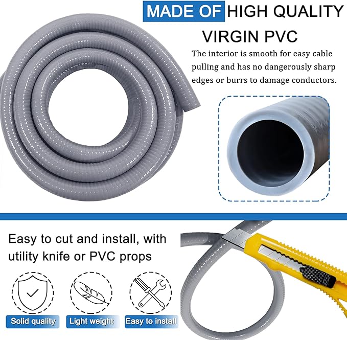 Liquid-Tight Conduit 100 ft and 8 Pieces of Connector Kit | Electrical Conduit - Image 3