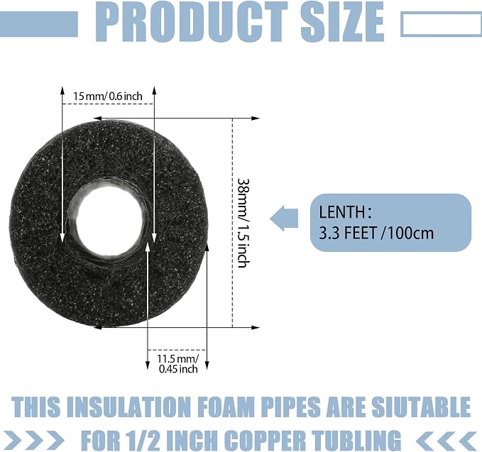 4 Pcs 3.3 Feet Foam Pipe Insulation Foam Tube Insulating Water Pipe Pool Swim - Image 2