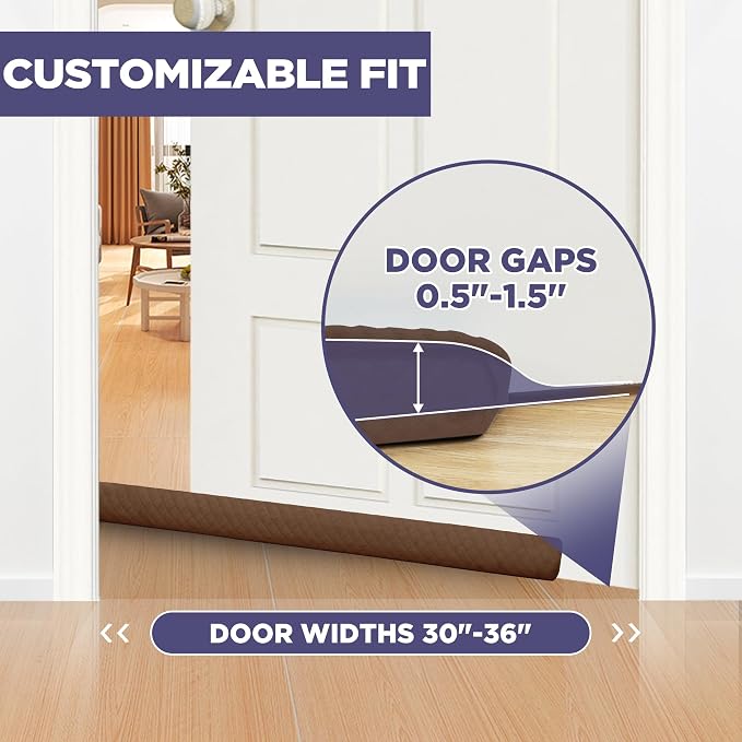 Ciieyuo Velvet Draft Stopper for Bottom of Door, Adjustable 30–36 Inches | - Image 7