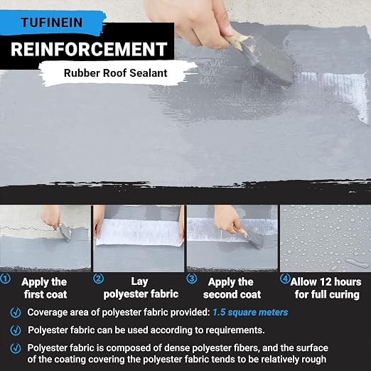 Rubber Liquid Waterproof Sealant, TUFINEIN 11 LB/5 KG Neutral Gray Quick Drying - Image 8