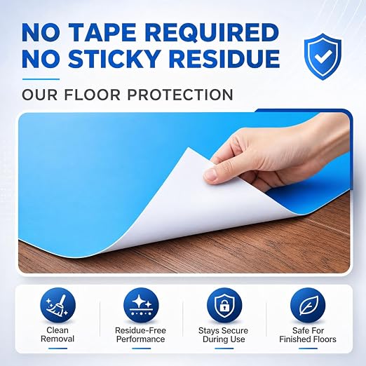 Amylove 40" x 90' Temporary Floor Protection No Residue Self-Adhesive Surface - Image 4