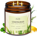 Lemongrass Scented Candle, 3-Wick Jar Candle, 12oz Natural Soy Wax | Indoor & by Auelife