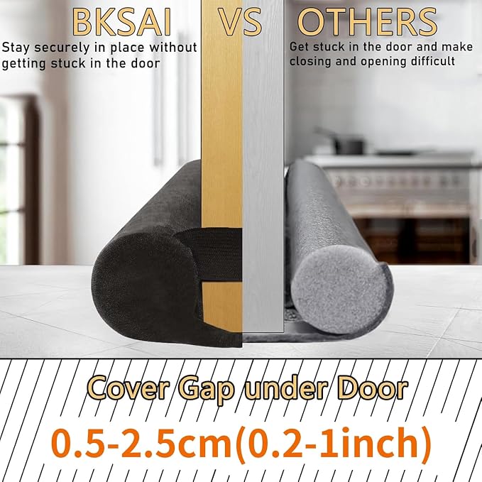 BKSAI Door Draft Stopper for Doors 31-39" No Adhesive Draft Stopper for Bottom - Image 4