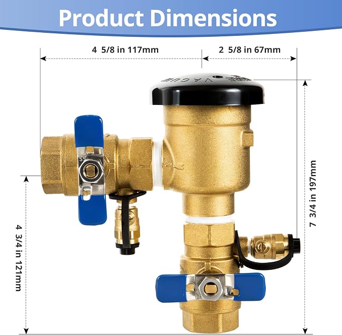 Brass Backflow Preventer Pressure Vacuum Breaker 1 Inch Irrigation | Vacuum - Image 4