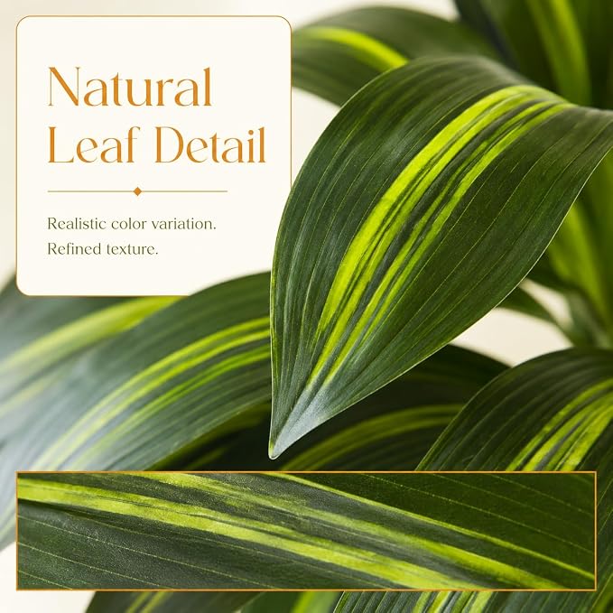 Artificial Dracaena Tree: 6FT Fake Plants Silk Faux Trees（White Pot） | - Image 4