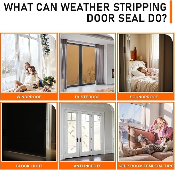 42“ Long Self-Adhesive Door Seal Kit, No-Tools Easy Install - Image 7