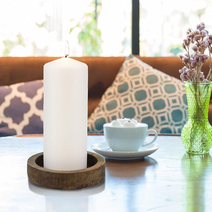Stonebriar 6 Tall 3 x 8 Inch 80 Hour Long Burning Unscented White Wax Pillar - Image 2