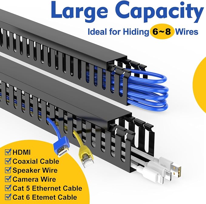 Open Slot Wiring Raceway Cable Duct, Cable Management Cord Track | 123" open - Image 3