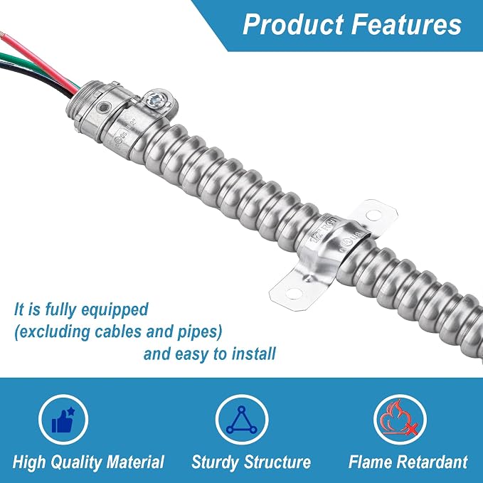 eflyefly 1/2 Flexible Metal Electrical Conduit Part Kit | - Image 2
