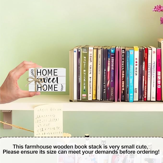 Mini Decorative Books for Home Decor, Small Rustic Wood Book Stack for Table - Image 2