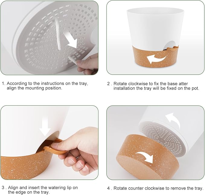 YNNICO 10 inch Plant Pots, Self-Watering Planters - Image 2