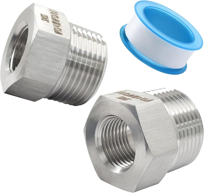 3/4" Male NPT to 3/8" Female NPT Hex Bushing Reducer, 2 Pack | 304 Stainless - Image 5