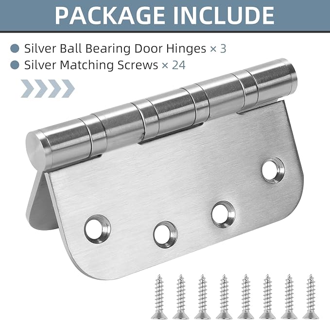 3 Pack Stainless Steel Silver Door Hinges - Image 5